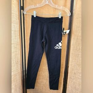 NWT Adidas Kids Side Logo Black White Leggings